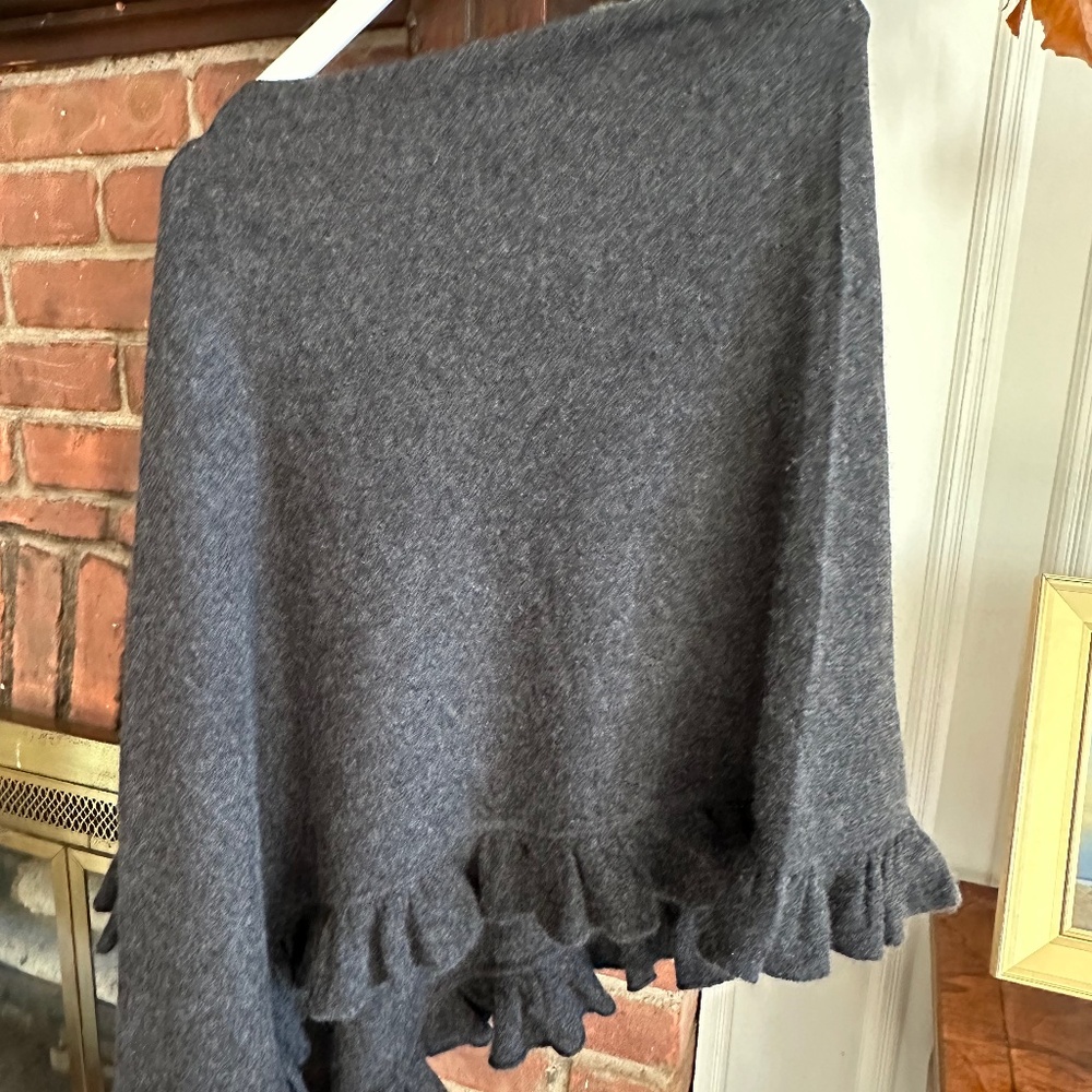 Minnie Rose Charcoal Ruffle Poncho OS